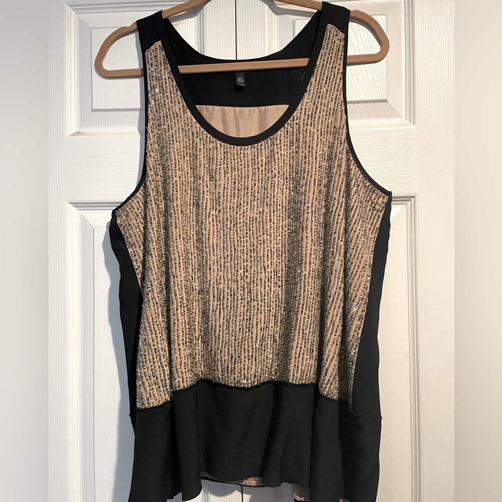 Eileen Fisher Silk sequins beaded tank - size L